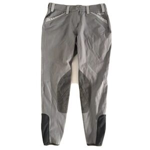 Pikeur | Gray Belt Looped Waist Horse Riding Pants Size 40 Slim Fit Breeches